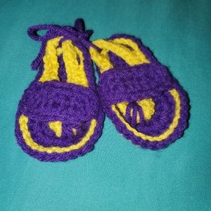 Homemade crochet baby flip flops